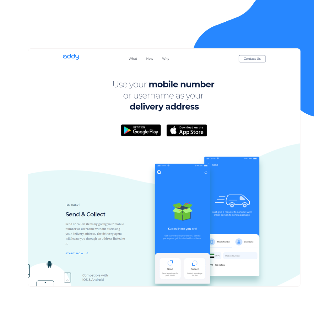 Addy Mobile App Landing Page Design